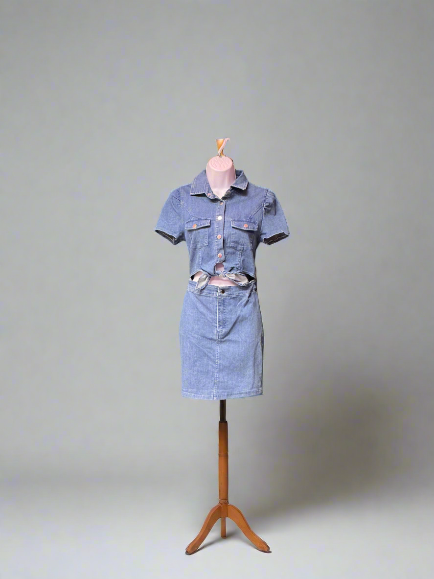 Classic Denim Crop Top & Skirt Set