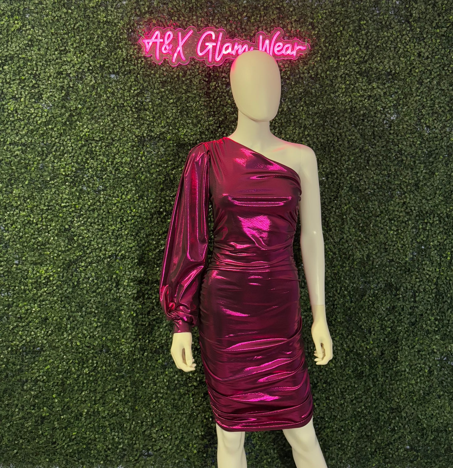 Pink One Shoulder Dress