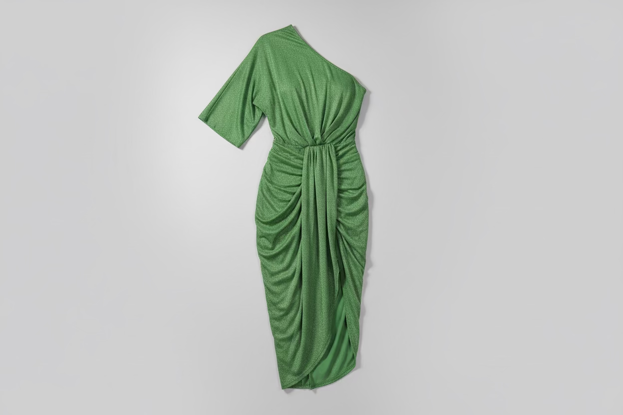 Sage Green Shimmer One Shoulder Dress