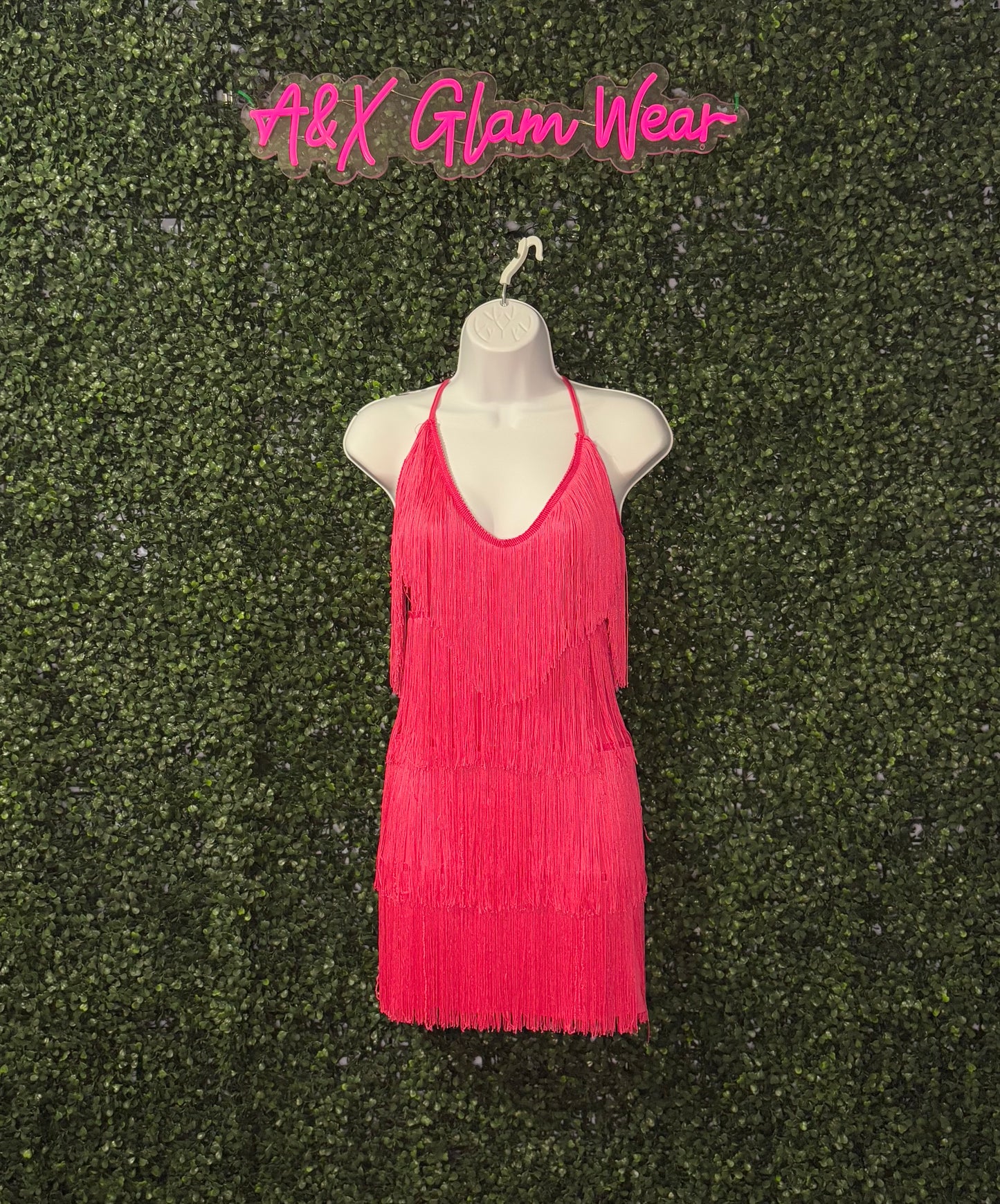 Hot Pink Trim Mini Dress