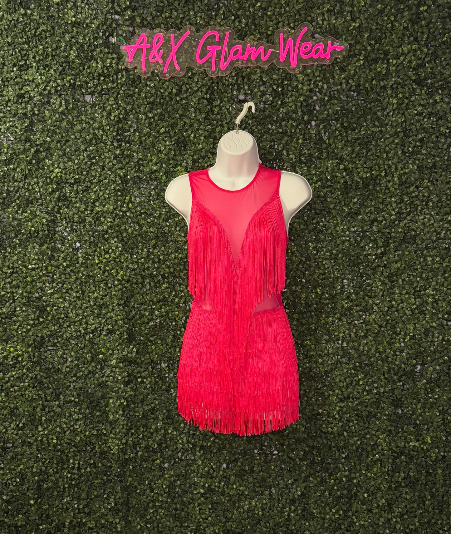 Hot Pink Fringe Mini Romper
