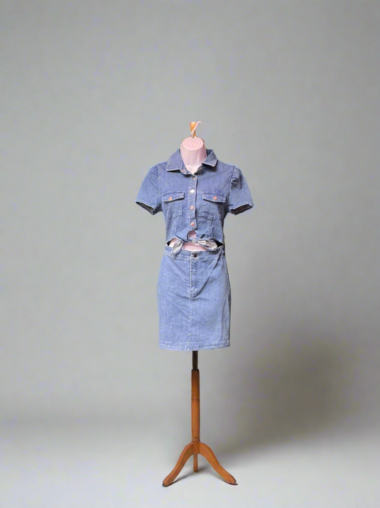 Classic Denim Crop Top & Skirt Set