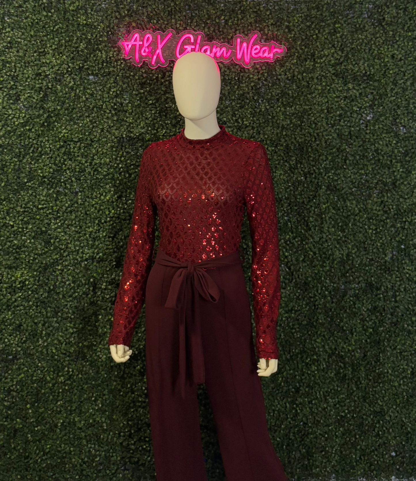 Maroon Sequin Jumpsuit