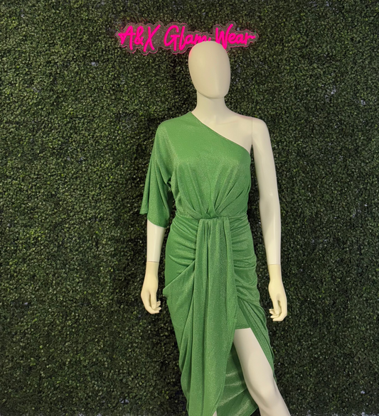 Green One Shoulder Dress