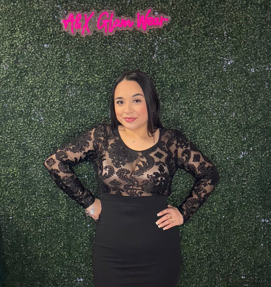 Black with Gold Ruffle Dress