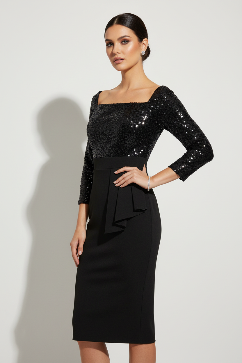 Black Sequin Dress - Side Angle